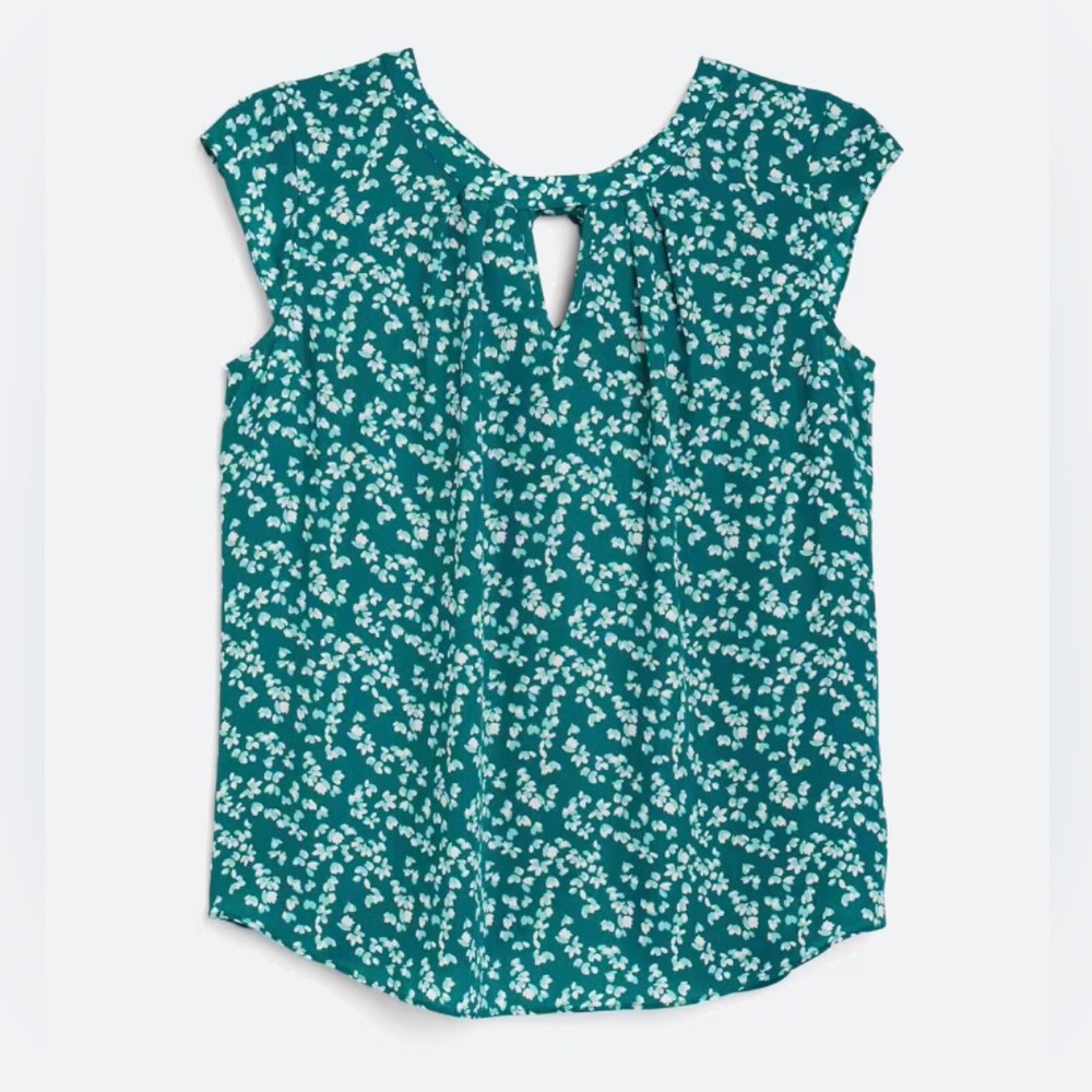 Fortune + Ivy Teal Floral Short Sleeve Blouse
